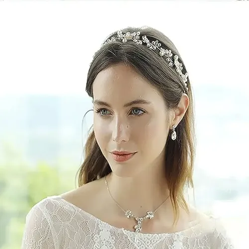 S Diadema Nupcial Con Perlas De Cristal, Estilo Bohemio