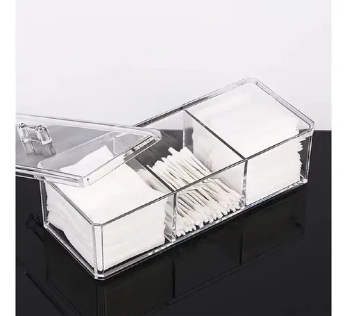 Organizador Acrílico Multiuso Porta Cosméticos 3 Divisiones Color Transparente