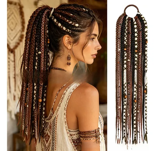 Pelucas Y Extensiones De Cabello Trenzado Para Mujer, Peluca
