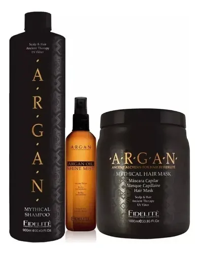 Combo Argan Fidelite Shampoo 1l+ Mascara Capilar 1kg+ Brillo