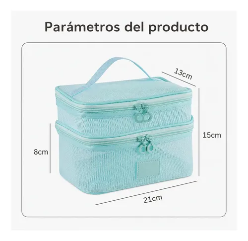 Set 5 Bolsas De Maquillaje De Malla Transparente Viaje