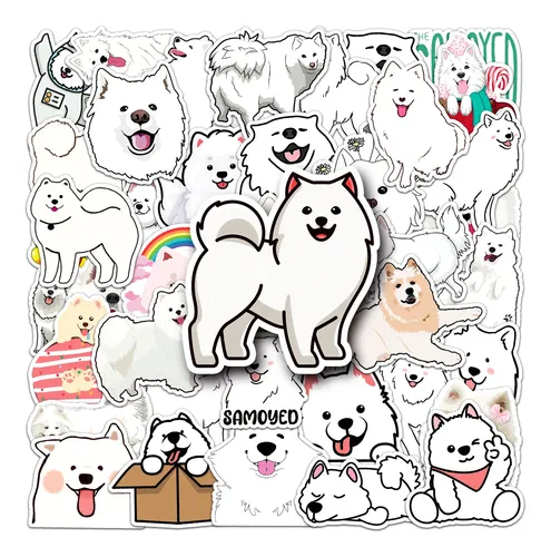 50 Piezas De Dibujos Animados De Samoyedos Con Dibujos Anima