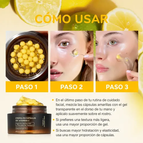 Crema Facial Coreana Vitamina C Cápsulas Glow 55ml Deep