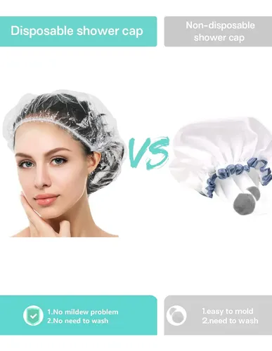 Auban 50 Pcs Gorro De Ducha Desechable,gorros De Baño…
