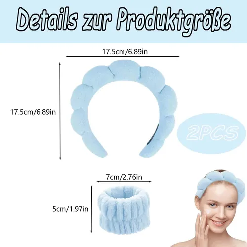 2 Diademas Para El Pelo De Skincare, Para Mujer, Esponja De