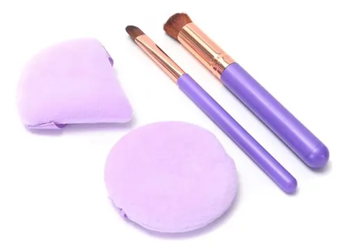 Set 2 Esponjas Blender 2 Brochas Difuminar Maquillaje Skora Rosa