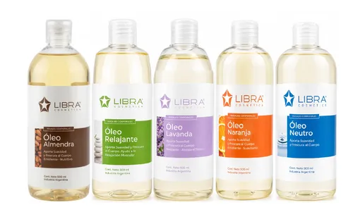 Kit Completo De Oleos Para Masajes 500ml Libra Cosmética