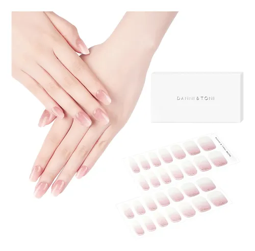 Tiras De Uñas De Gel Danni & Toni Semi Curadas Rosa Blanco D