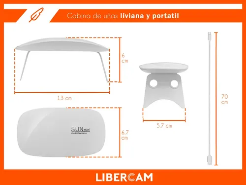 Cabina De Uñas Lampara Luz Led Secador Uv LIBERCAM RUÑA-01 Manos Esculpida 6w Color Blanco