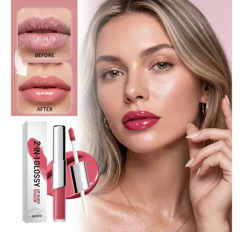 Cóctel Labial Brillante Amz, Combinado En Dos Funciones Rojo