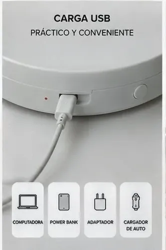 Espejo Maquillaje Con Led Plegable Usb Aumento 10x Doble Faz