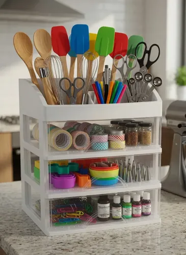 Organizador Maquillaje Caja De Cosméticos Cuatro Niveles Blanco