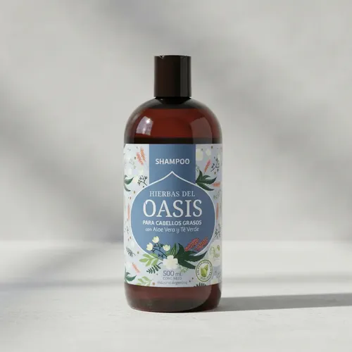 Shampoo Para Cabellos Grasos Con Aloe Vera Y Té Verde Hierbas Del Oasis Vegan Sin Parabenos