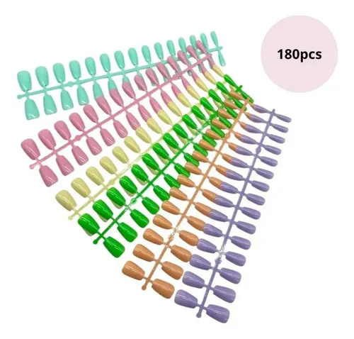 Tips Uñas Postizas Press On Colores Surtido Coffin Medianas