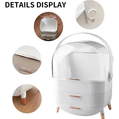 Organizador De Cosméticos Maquillaje C/ Tapa + Porta Brochas