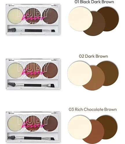 Kit De Cejas Ruby Kisses Go Brow Con Polvo Y Cera, 3