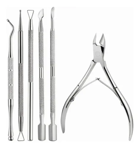 Kit De 6 Piezas Para Manicure Con Corta Cutículas De Acero