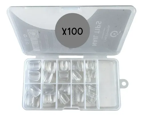 Tips Para Soft Gel Square Cortos Transparentes Caja X100