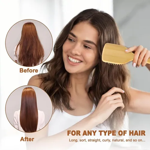 Liyi Cepillo De Bambú Para El Crecimiento Del Cabello Con Ba
