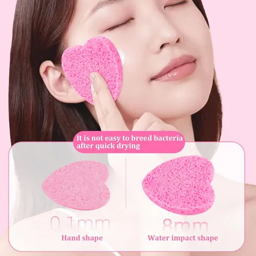 50 Esponjas Faciales Comprimidas Reutilizables En Forma Rosa