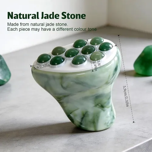 Rodillo Facial De Jade Acmebeauty Con 10 Piedras Naturales