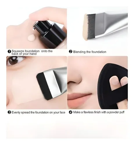 Brocha De Maquillaje Plana, Brocha Para Base Líquida