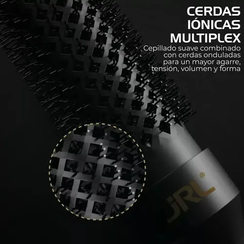 Cepillo Para Cabello Profesional Jrl De Cerdas Mixtas 32mm Color Negro