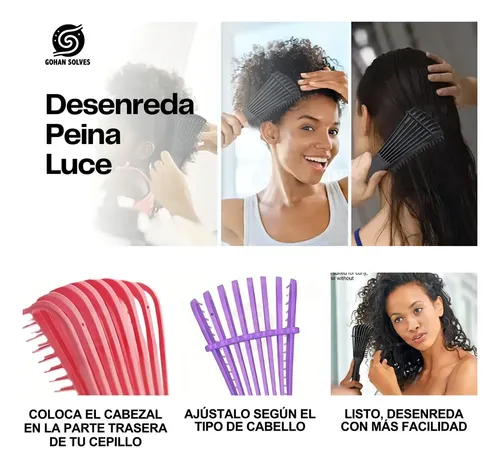 Peine Cepillo Pulpo Morado Desenredar Rizados Y Crespos