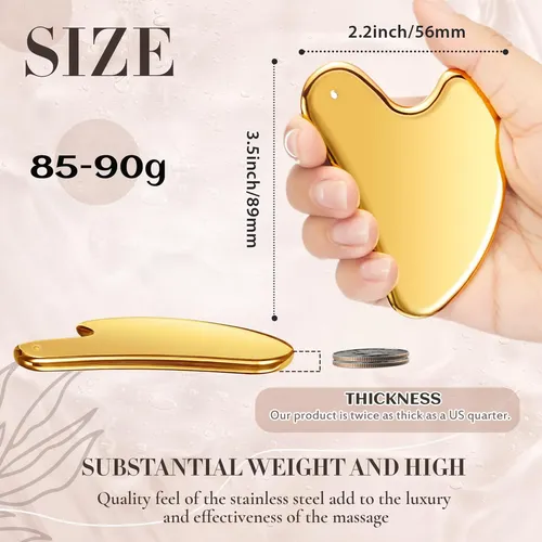 Gua Sha Facial Nuanchu Acero Inoxidable Corazón Dorado