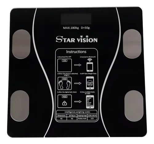 Balanza Digital Inteligente Personal Bluetooth 180kg Color Negro