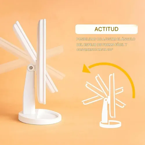 Espejo Maquillaje Tactil Luz Blanco Frio Usb Pilas Veoquiero Blanco
