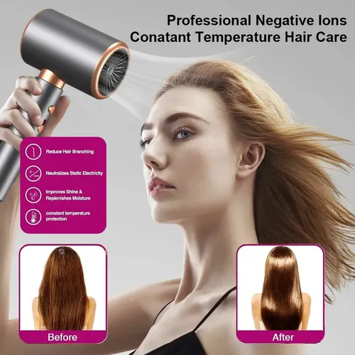 Secador De Pelo Ionico Profesional De Alta Potencia Gris