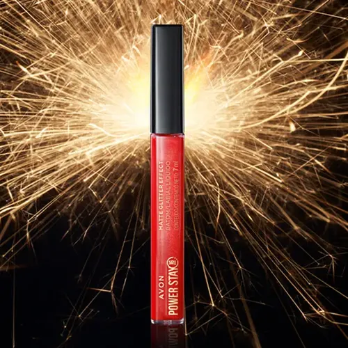 Labial Líquido Matte Glitter Effect Power Stay Scarlet Flame