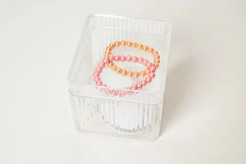 Organizador De Acrilico Clear Rayas Cuadrado Con Tapa