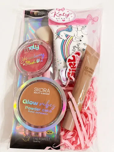 Kit Maquillaje Polvo Compacto Base Brochas Y Rubor+toallitas