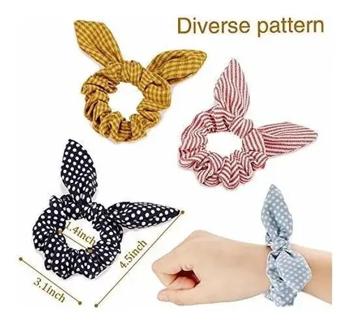 Lazos Con Orejas De Conejo Scrunchies (12 Unidades)
