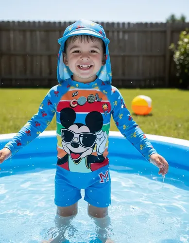 Traje De Baño Niño Enterito + Gorro Disney Mickey Mouse Uv50