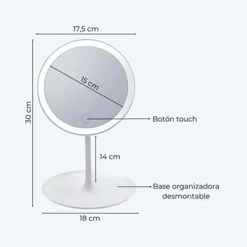 Combo Espejo Secador De Pelo Cepillo Eléctrico Belleza
