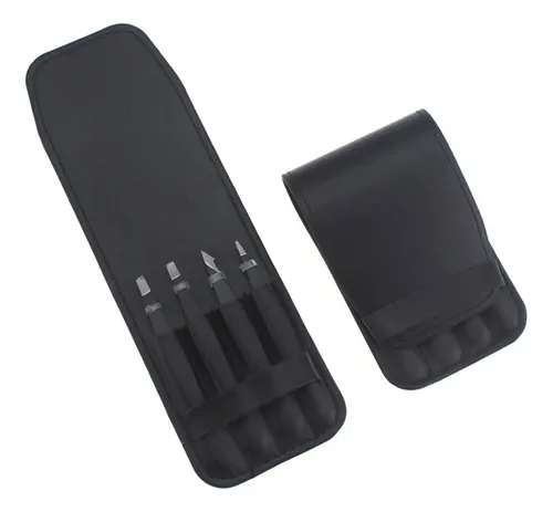 Kit 4 Pinzas Inclinadas Acero Negro Para Cejas