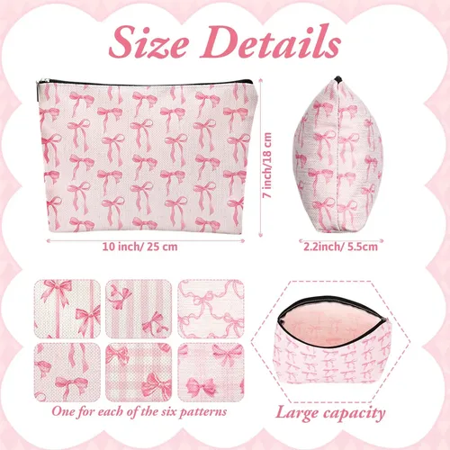 Bolsa De Maquillaje Kacctyen Coquette Bow De Lino Rosa, Paqu