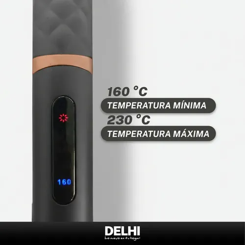 Planchita De Pelo 4 Niveles Cerámica Delhi 35w Pantalla Led Gris