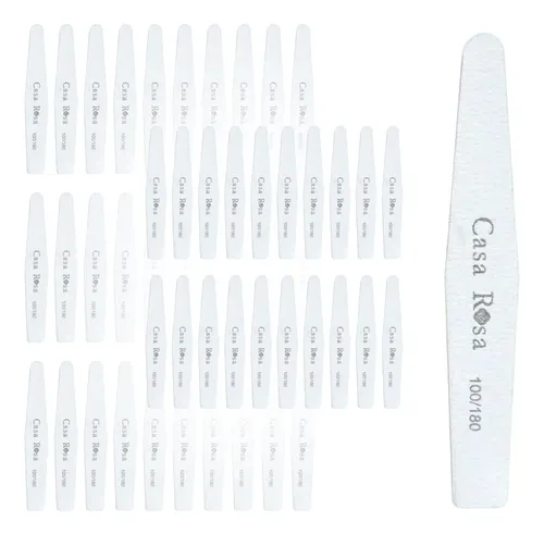 Pack X50 Limas Casa Rosa 100/180 Uñas Esculpidas Hexagonal