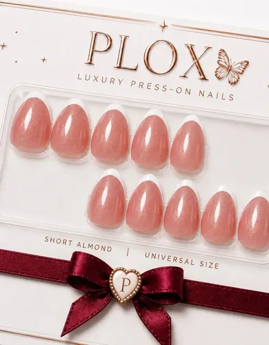 Uñas Press On Premium Corta Profesional Artesanal Kit X20 Color Frenchy Kiss Short Almond