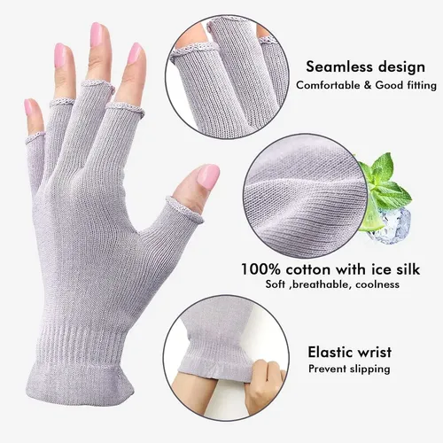Guantes Sin Dedos Hidratantes Lavanda Para Manos Secas Uv