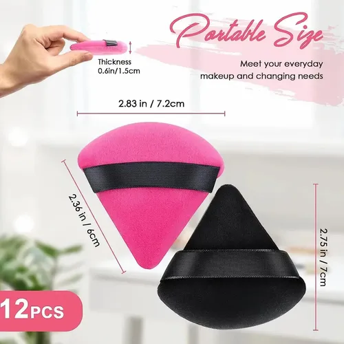 [ Set De 12 Esponjas De Polvo Triangulares Para Polvo Rosa