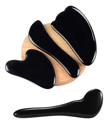Set 4 Piedras Basalto Gua Sha Masaje Facial Spa