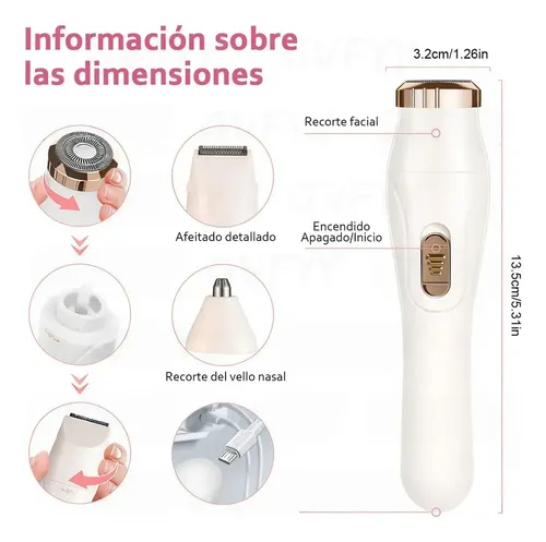Depiladora Eléctrica 3 En 1 Rostro Y Cuerpo Blanco