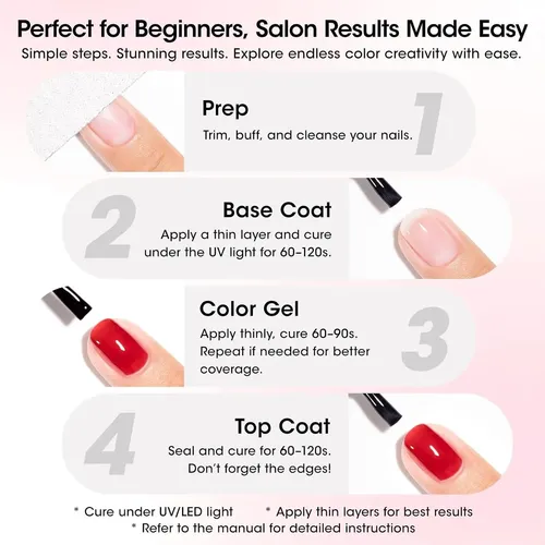 Conjunto Gel Uñas Nude 20 Colores Gellen Con Base/top Y
