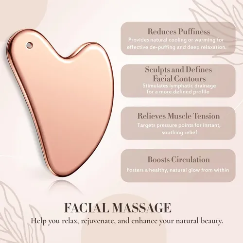 Gua Sha Nuanchu Acero Inoxidable Corazón Rosa