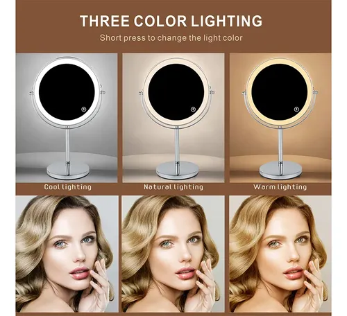 Para Espejo De Maquillaje Led Con Aumento De 8 Pulgadas Y
